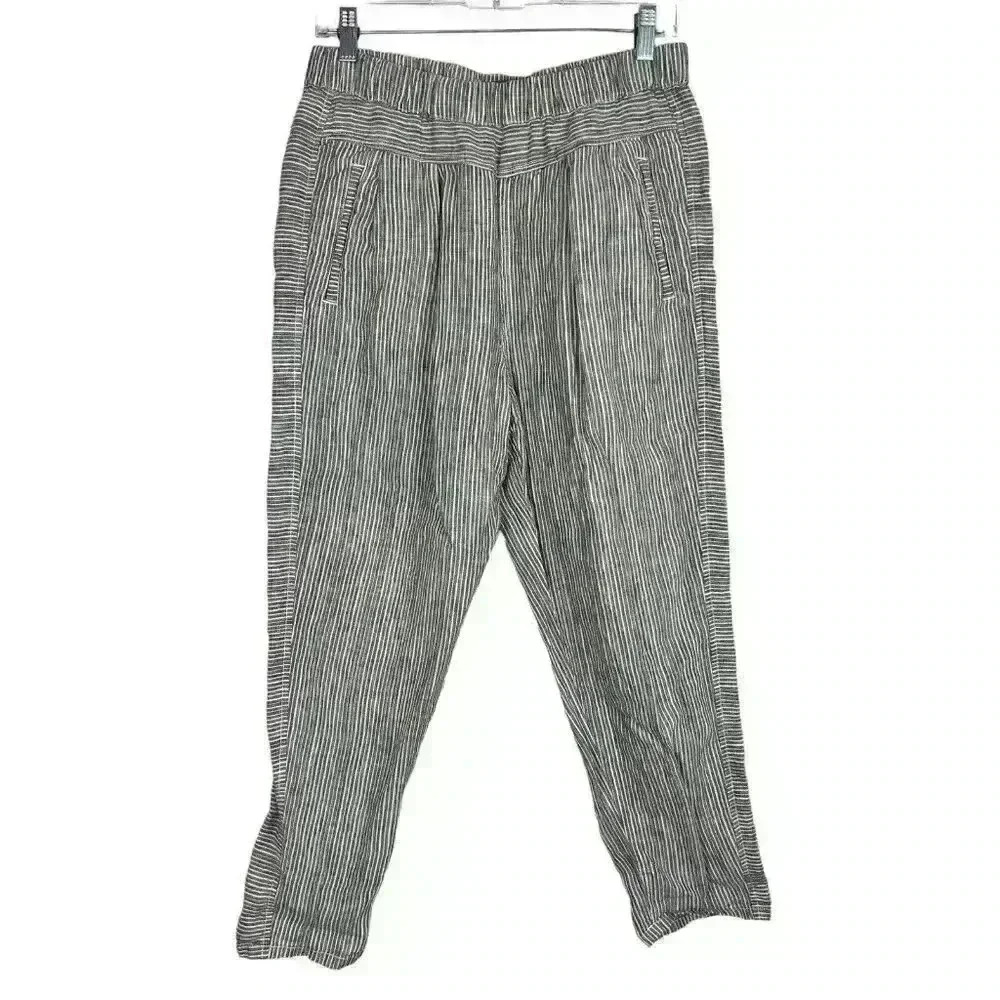 Anthropologie Black and White Striped Relaxed Pants
